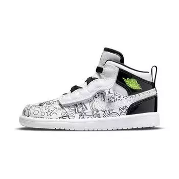 Детские кроссовки Air Jordan 1 Mid ALT SE PS DIY Белый Черный Volt DH9683-100 28