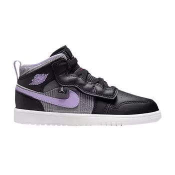 Детские кроссовки Air Jordan 1 Mid ALT SE PS «гусиные лапки» черный, белый, серебристый металлик DO2493-015 35