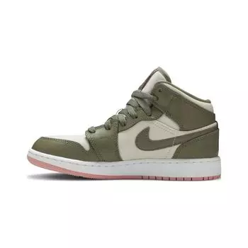 Детские кроссовки Air Jordan 1 Mid GP Trooper Bleached Coral Green Light-Orewood-Brown 640737-225 US 2.5Y