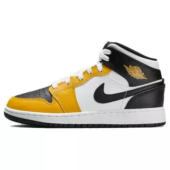Детские кроссовки Air Jordan 1 Mid GS Yellow Ochre Black White DQ8423-701 36