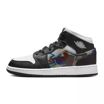 Детские кроссовки Air Jordan 1 Mid GS Hologram Black New-Emerald University-Red DR9495-001 36