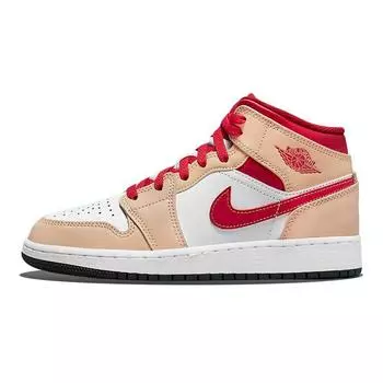 Детские кроссовки Air Jordan 1 Mid GS Light Curry Cardinal Red Cream White-Onyx White 554725-201 36