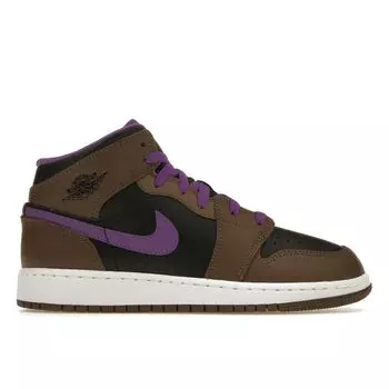 Детские кроссовки Air Jordan 1 Mid GS Palomino Brown Wild-Berry White DQ8423-215 38.5
