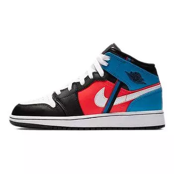 Детские кроссовки Air Jordan 1 Mid GS Game Time, разноцветные, черно-белые, CV4891-001
