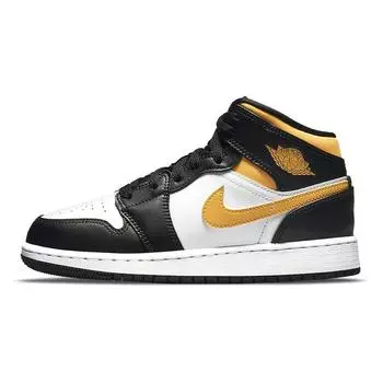 Детские кроссовки Air Jordan 1 Mid GS Black University Gold White Pollen 554725-177 35.5