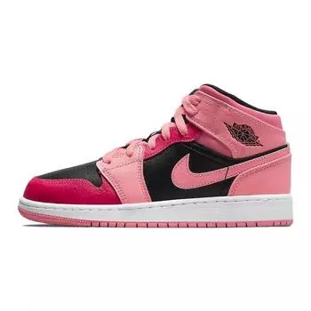 Детские кроссовки Air Jordan 1 Mid GS Coral Chalk Pink Rush-Pink Black 554725-662 38.5