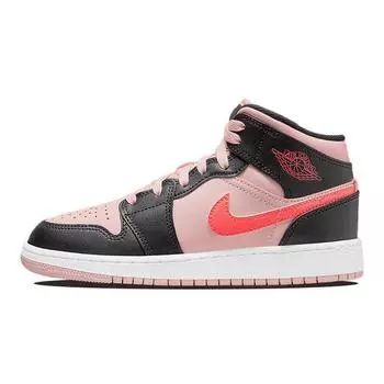 Детские кроссовки Air Jordan 1 Mid GS Black Pink Crimson Atmography Infrared-23 554725-604 38.5