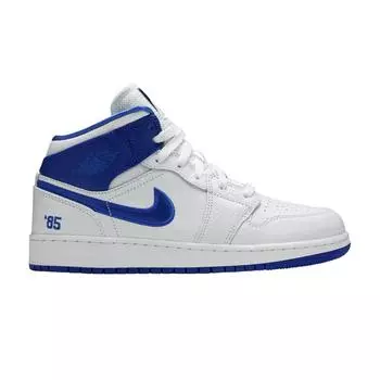 Детские кроссовки Air Jordan 1 Mid GS 85 Белые разноцветные Чили-красные DH0200-100 35.5