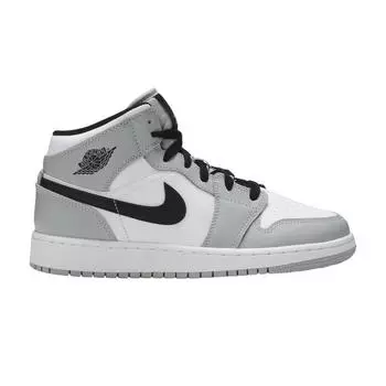 Детские кроссовки Air Jordan 1 Mid GS Light Smoke Grey Black White 554725-092