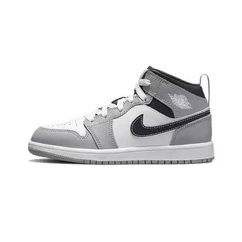 Детские кроссовки Air Jordan 1 Mid PS Light Smoke Grey Белый Антрацит 640734-078 35