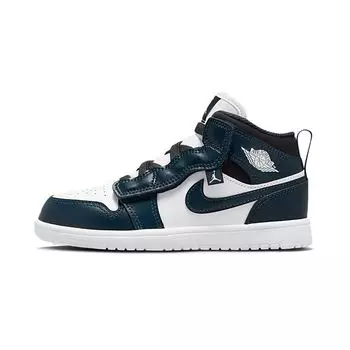 Детские кроссовки Air Jordan 1 Mid PS Armory Navy Blue Black White AR6351-411 35
