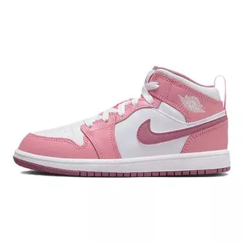 Детские кроссовки Air Jordan 1 Mid PS Valentines Day 2023 Розовый коралл-мел Desert-Berry DQ8424-616 35