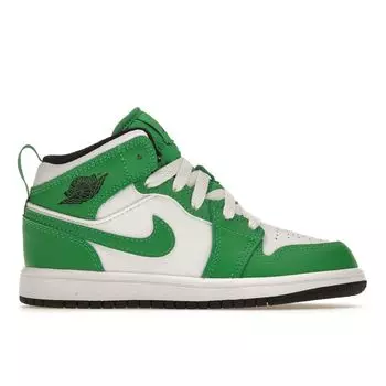 Детские кроссовки Air Jordan 1 Mid PS Lucky Green Black White DQ8424-301 35