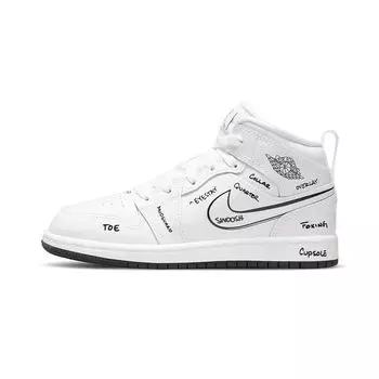Детские кроссовки Air Jordan 1 Mid PS Schematic Белый Черный DQ1866-100 28