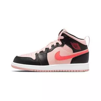 Детские кроссовки Air Jordan 1 Mid PS Black Pink Crimson Atmography Infrared-23 640734-604 35