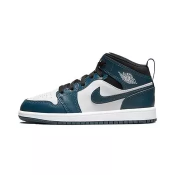 Детские кроссовки Air Jordan 1 Mid PS Armory Navy Blue Black White 640734-411 35