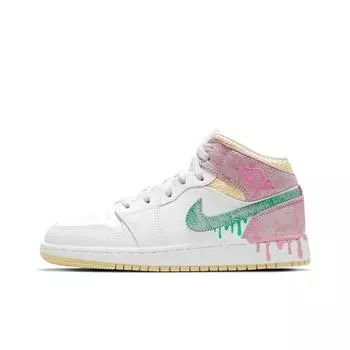 Детские кроссовки Air Jordan 1 Mid SE GS Ice Cream White Arctic-Punch Pale-Vanilla DD1666-100 40