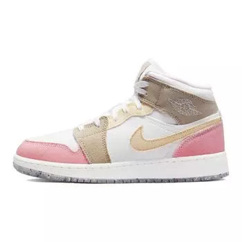 Детские кроссовки Air Jordan 1 Mid SE GS Pastel Grind White Vivid-Green DJ0338-100 39