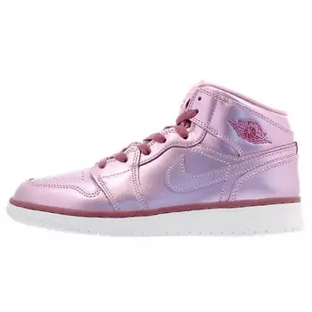 Детские кроссовки Air Jordan 1 Mid SE GS Pink Rose белые AV5174-640