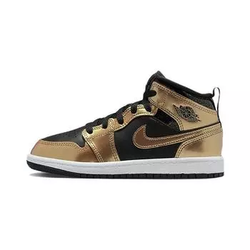 Детские кроссовки Air Jordan 1 Mid SE PS Metallic Gold Black DR6968-071 28