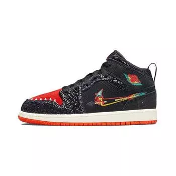 Детские кроссовки Air Jordan 1 Mid SE PS SiEMPRE Familia Black Sail Roma-Green DN5122-001 35