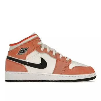 Детские кроссовки Air Jordan 1 Mid SE GS Orange Suede Team-Orange Black Sail DV1336-800 36