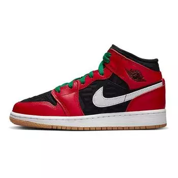 Детские кроссовки Air Jordan 1 Mid SE GS Christmas Red Black White DQ8418-006 40