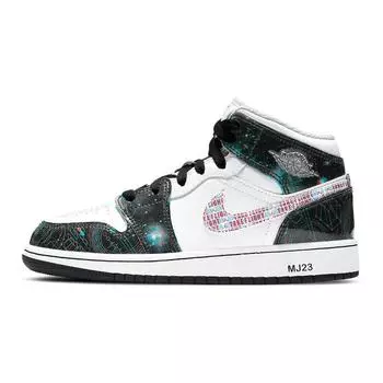 Детские кроссовки Air Jordan 1 Mid SE GS Take Flight White Bright-Crimson Blue-Hero BQ6931-114 36.5