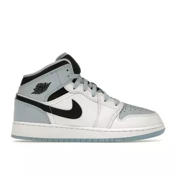 Детские кроссовки Air Jordan 1 Mid SE GS White Ice Blue черные DV1337-104 36