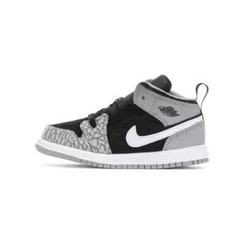 Детские кроссовки Air Jordan 1 Mid SE TD Elephant Toe Серый Черный Белый DM6217-016 27