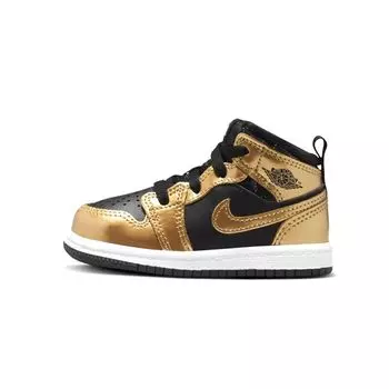 Детские кроссовки Air Jordan 1 Mid SE TD Metallic Gold Black White DR6969-071 26