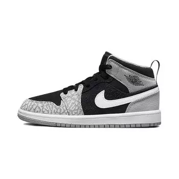 Детские кроссовки Air Jordan 1 Mid SE PS Elephant Toe Серый Черный Белый DM6215-016 35