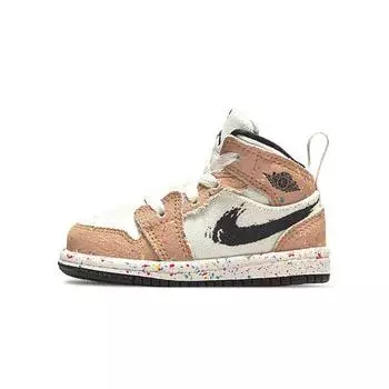 Детские кроссовки Air Jordan 1 Mid SE TD Brushstroke Paint Splatter White Sail Cider DA8012-100 26
