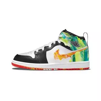 Детские кроссовки Air Jordan 1 Mid SE PS Drip Black Team-Orange Kumquat DJ6562-038 35