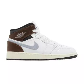 Детские кроссовки Air Jordan 1 Mid SE GS White Blue Grey Black Sail FQ8162-142 36