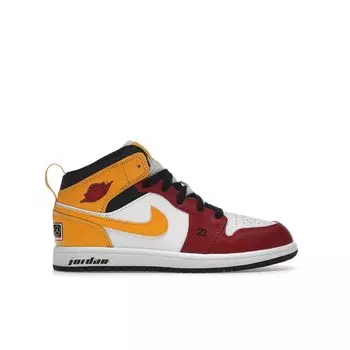 Детские кроссовки Air Jordan 1 Mid SE PS Motorsport Белый Черный Университетское золото DJ0337-067 28