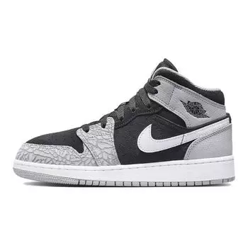 Детские кроссовки Air Jordan 1 Mid SE GS Elephant Toe Серый Черный Белый DM6216-016 38