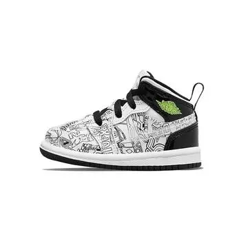 Детские кроссовки Air Jordan 1 Mid SE TD DIY Белый Черный Volt DC4097-100 25