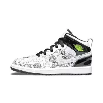 Детские кроссовки Air Jordan 1 Mid SE PS DIY Белый Черный Volt DC4098-100 29.5