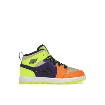Детские кроссовки Air Jordan 1 Mid SE PS Volt Vivid Orange, разноцветные, черные FD8793-700 31.5