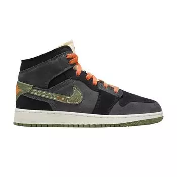 Детские кроссовки Air Jordan 1 Mid SE Craft GS Anthracite Light Olive Green Sky-J-Light-Olive Black FD5847-003 36