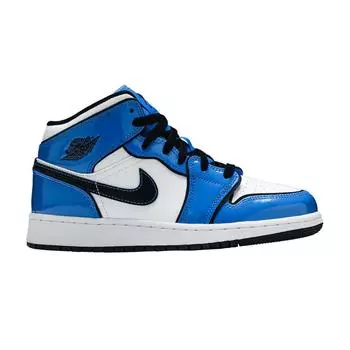 Детские кроссовки Air Jordan 1 Mid SE GS Signal Blue White Black BQ6931-402 36