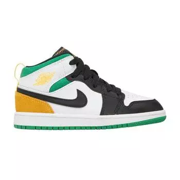 Детские кроссовки Air Jordan 1 Mid SE PS Oakland White Laser-Orange Black BQ6932-101