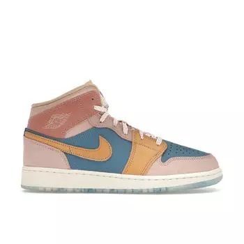 Детские кроссовки Air Jordan 1 Mid SS GS Zen Синие Aegean-Storm Hemp FN7452-400 39