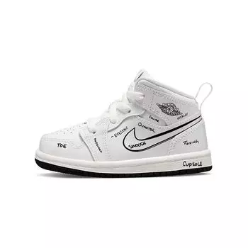 Детские кроссовки Air Jordan 1 Mid TD Schematic Белый Черный DQ1865-100 23.5