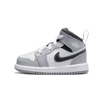 Детские кроссовки Air Jordan 1 Mid TD Light Smoke Grey Антрацитовый Белый 640735-078 18.5