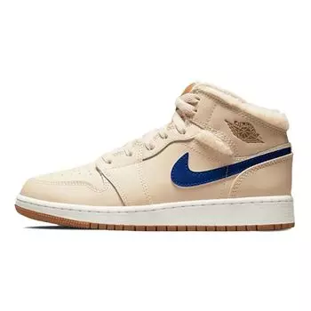 Детские кроссовки Air Jordan 1 Mid Utility GS Fleece Tan Pearl-White Dark-Driftwood DO2207-264 36