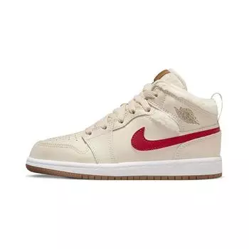 Детские кроссовки Air Jordan 1 Mid Utility PS Fleece Tan Pearl-White Dark-Driftwood DO2208-264 28