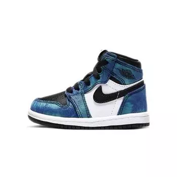 Детские кроссовки Air Jordan 1 Retro High OG TD Tie-Dye Зеленый Белый Черный CU0450-100