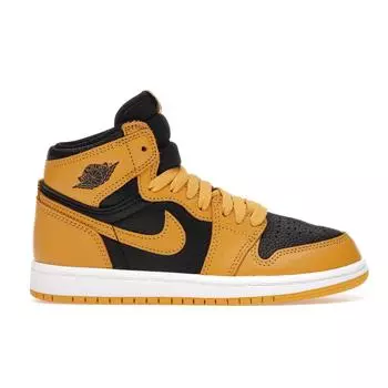 Детские кроссовки Air Jordan 1 Retro High OG PS Pollen Желтый Черный Белый AQ2664-701 35
